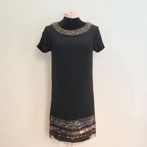 Nicole Miller Black Dress with Gold and Silver Details